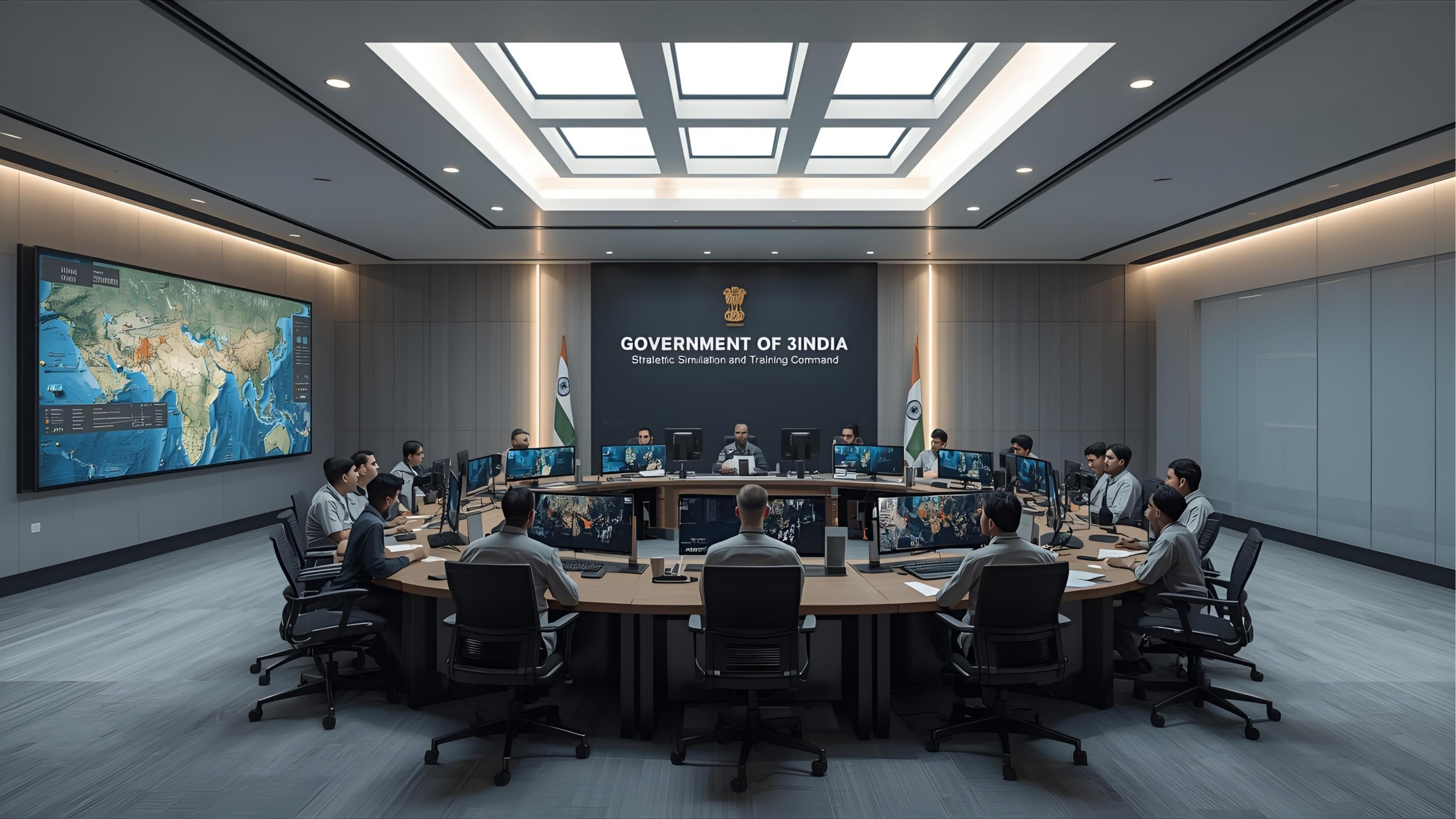 War room with interactive displays and collaboration tools