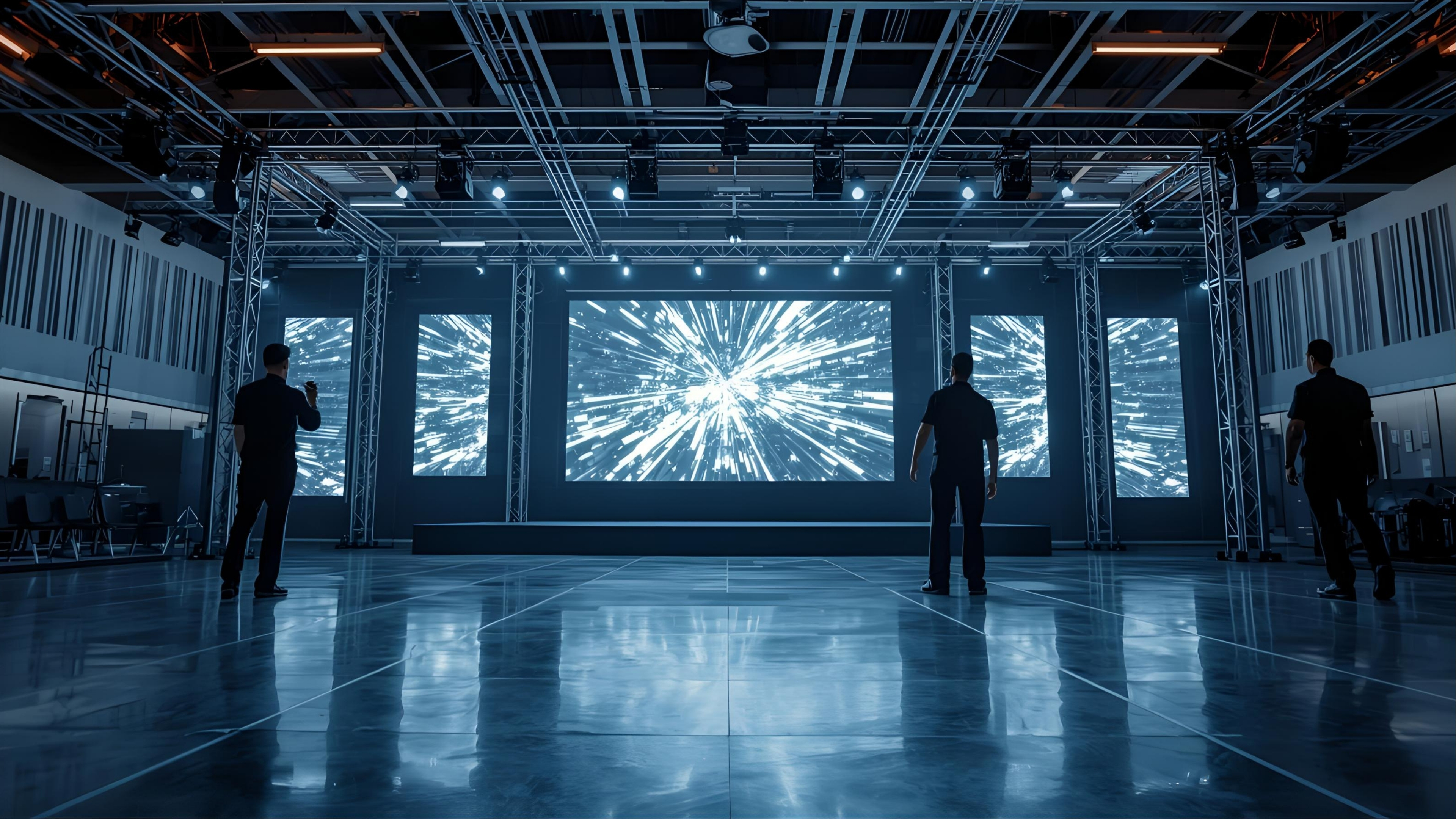 LED walls and rental display setup for event stage