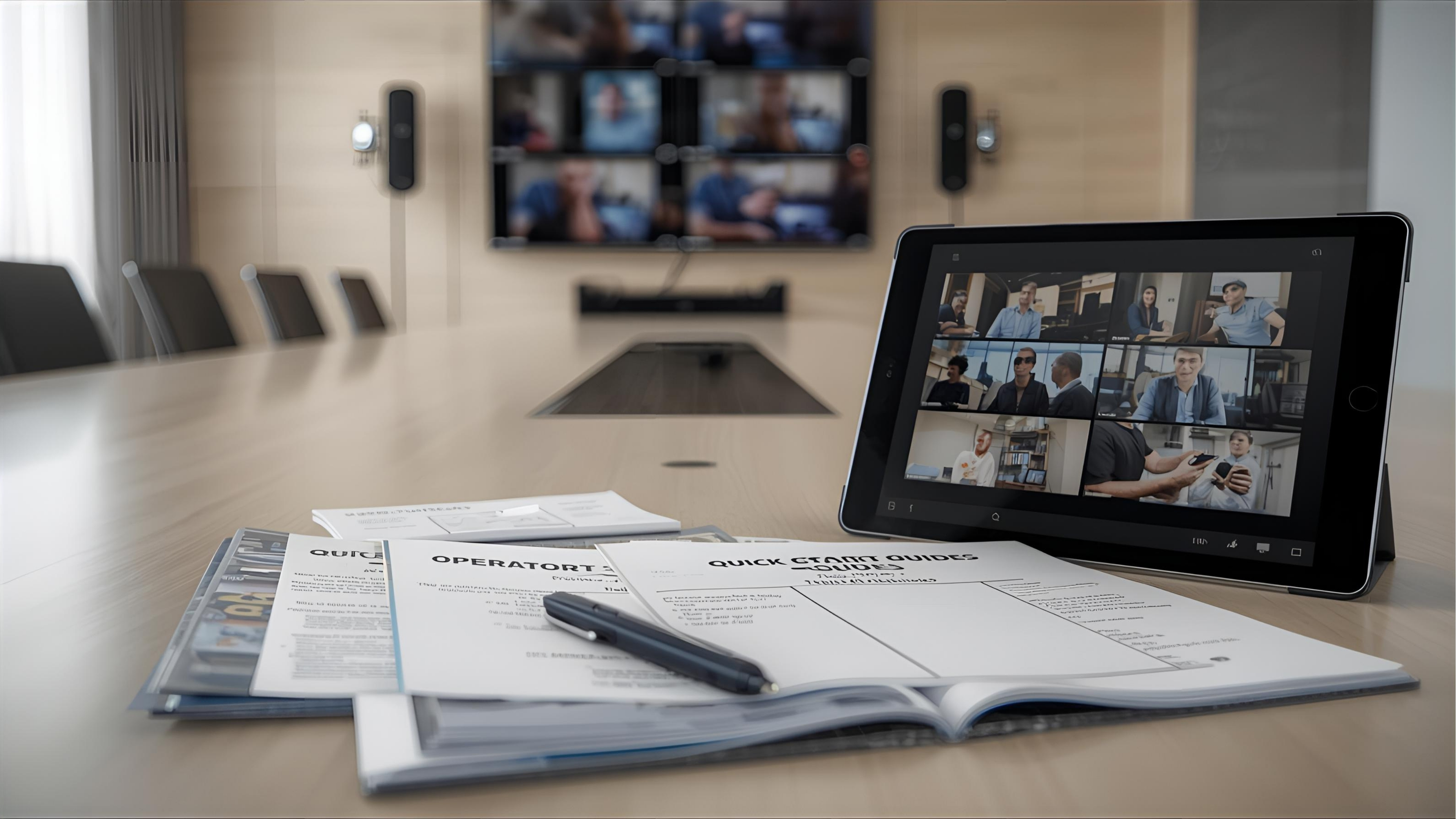 Printed operator manuals and video tutorial screen