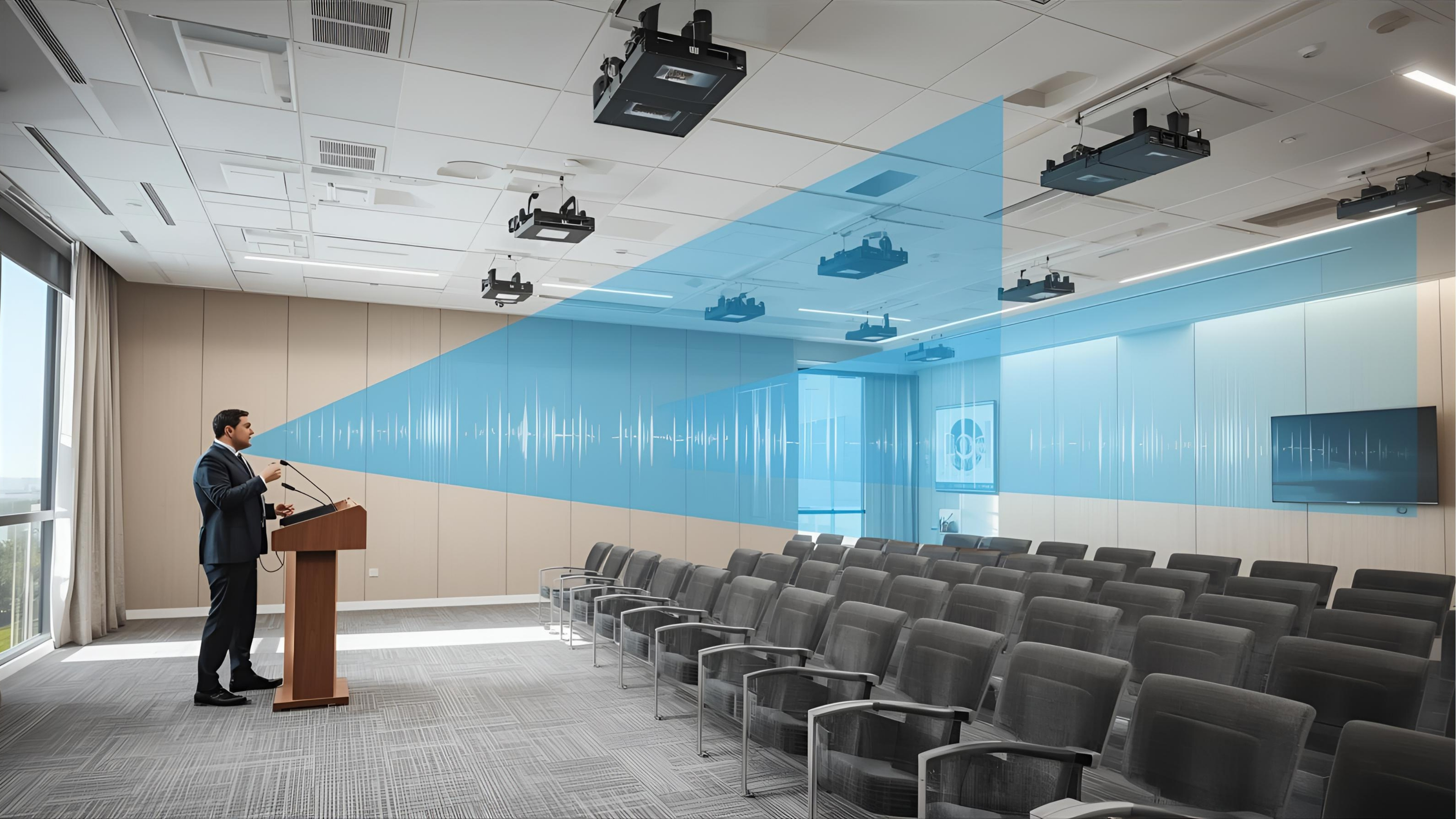 Beamforming microphones and voice lift system for speech intelligibility