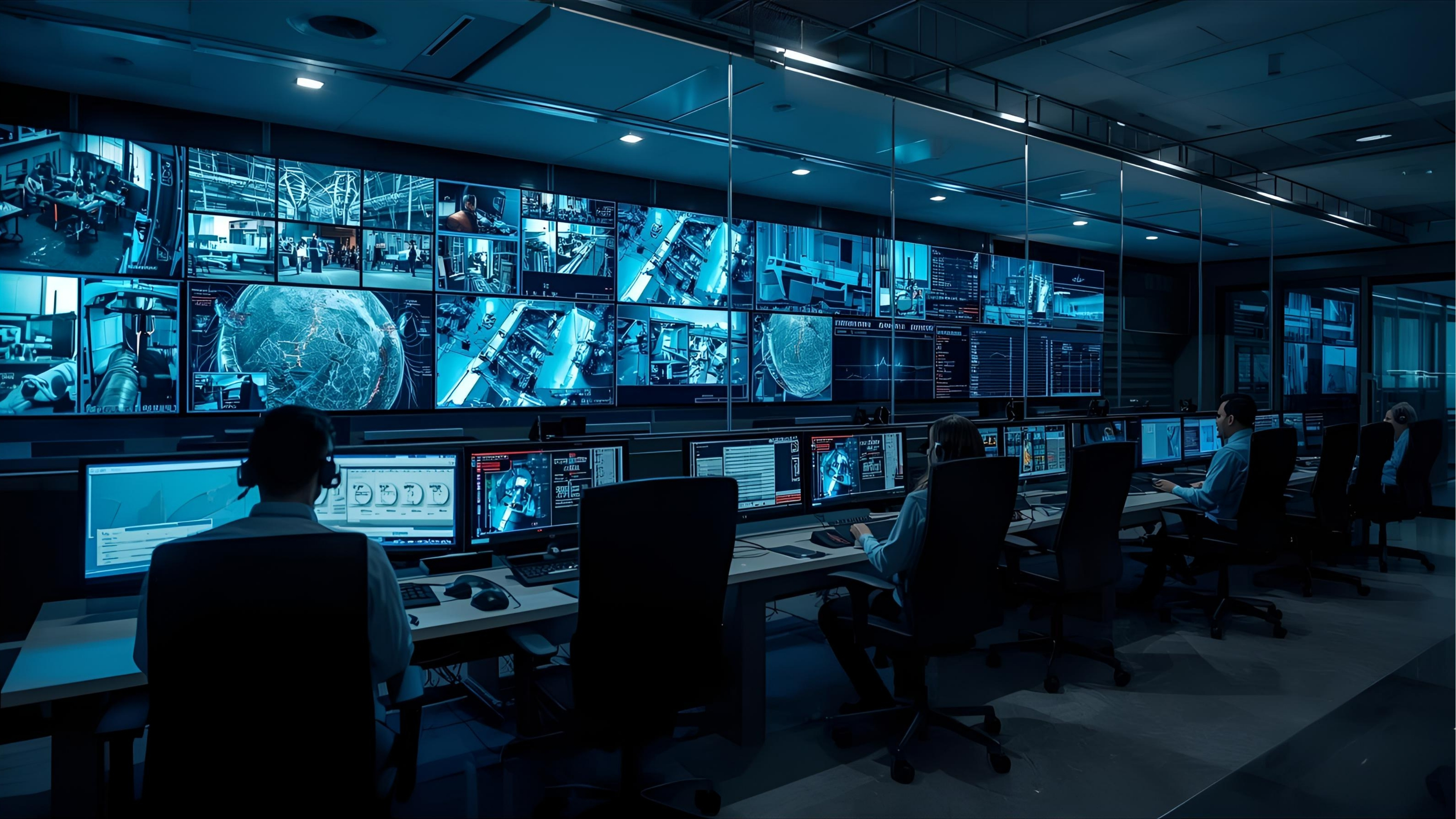 Command center video wall with centralized VMS monitoring